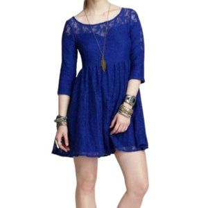 FREE PEOPLE Shake It Up Blue Lace Dress